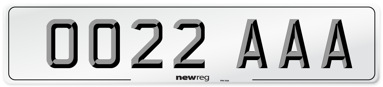 OO22 AAA Number Plate from New Reg
